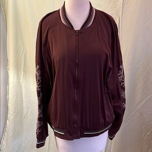 American Eagle Outfitters Purple Bomber Jacket with Ribbed Cuffs